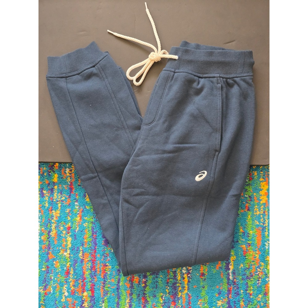 NWT ASICS Sunday Sana Fleece Jogger Navy Blue Regular Fit Mens Size Small